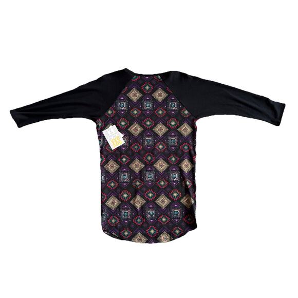 Lularoe Geometric Print Randy Baseball T-Shirt Top Women's Size XXS NEW - Picture 6 of 7
